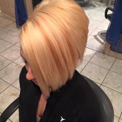 blonde bob haircut broomall hair salon